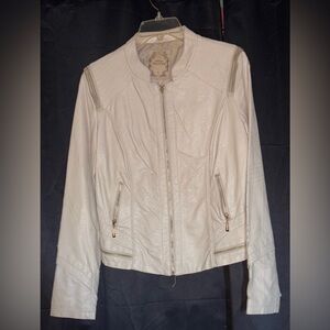 Chic Cream Leather Jacket for Women